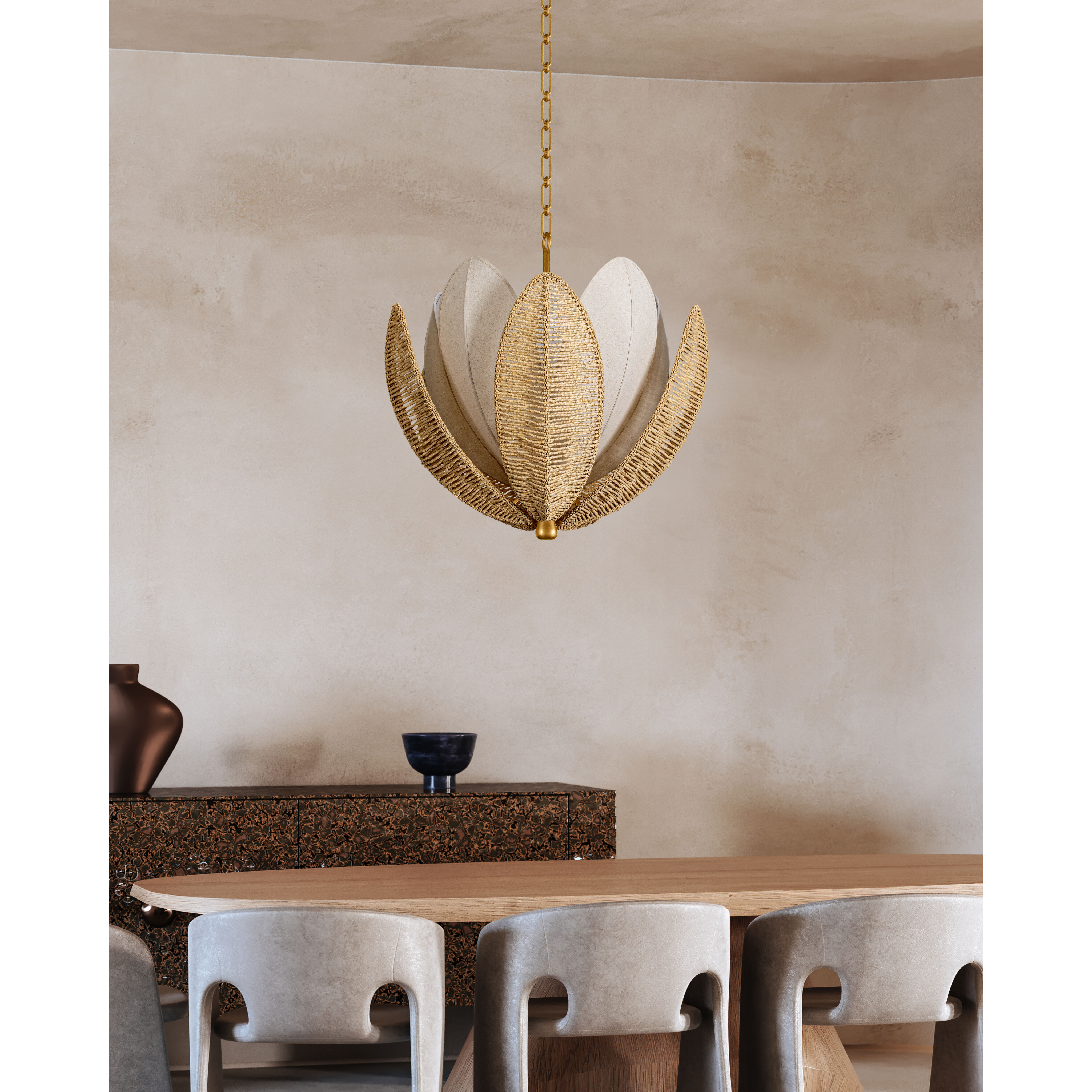 Costa Brava 10 Light 36 inch Vintage Gold Leaf Chandelier Ceiling Light